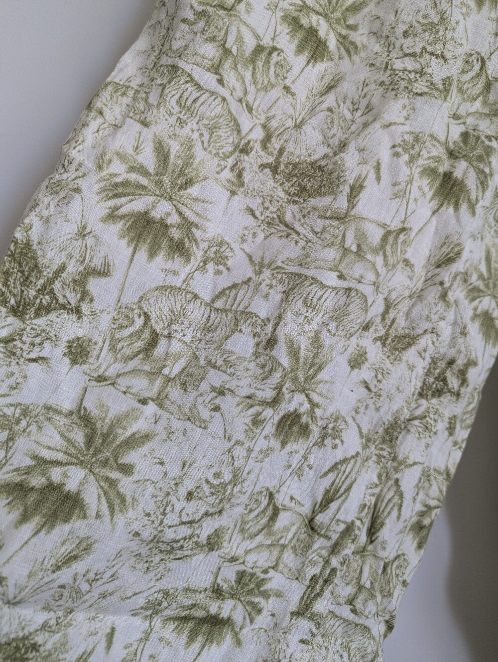 Rachel Zoe 100% Linen Safari Palm Print Wide Leg Pants Green & Cream M - Picture 4 of 5